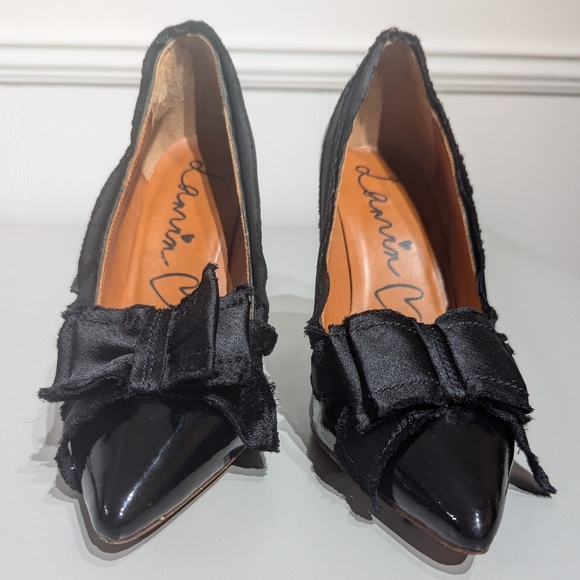 Lanvin for H&M black ribbon bow patent leather heels - size 38 - Picture 2 of 12